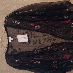 Lace cover up new black black with flowers 3/4  Sl